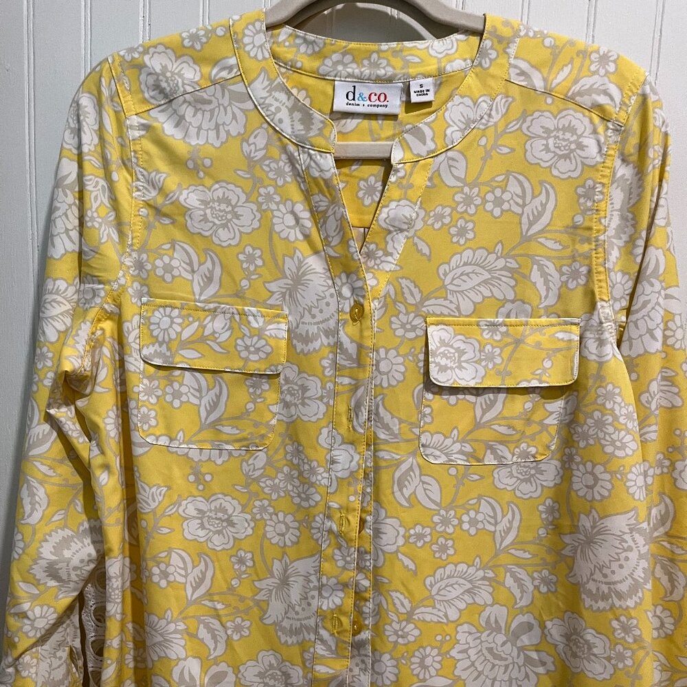 Denim & Company Yellow & Gray Blouse